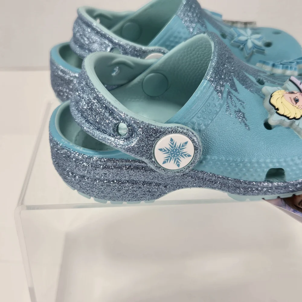 Crocs X Disney Frozen Light Blue Glitter Kids Clogs with Strap Size C5 Toddler